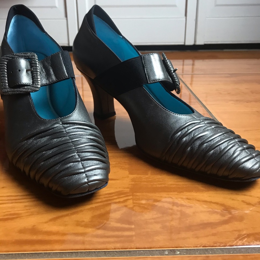 Thierry Rabotin Mary Jane Heels - Grey Metal - Size: 39 1/2